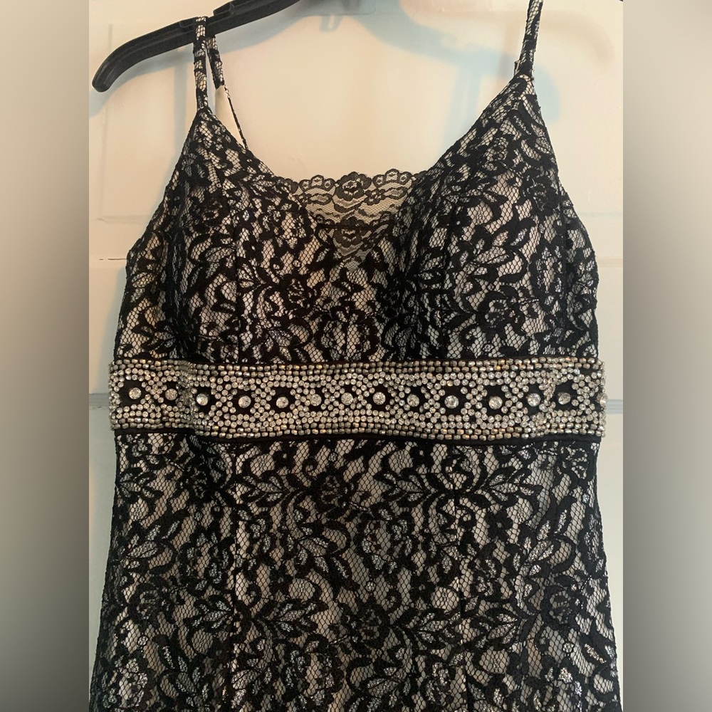 Black and silver prom dress